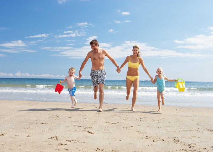 Family on beach vacation